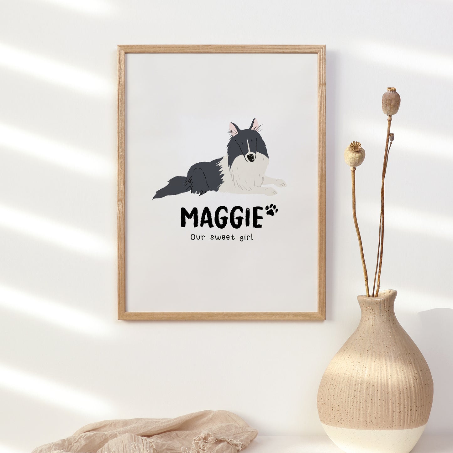 Rough Collie/Sheltie Print | Custom Name & Quote
