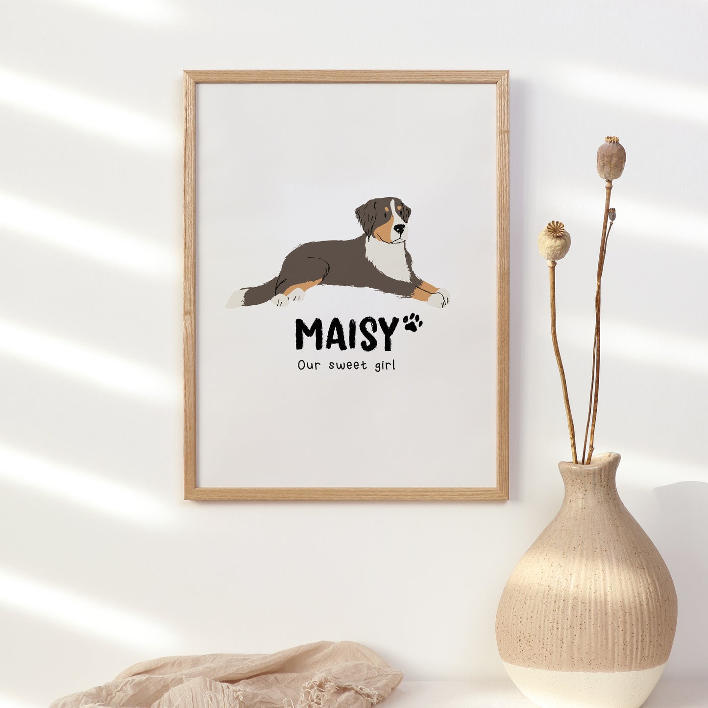 Bernese Mountain Dog Print | Custom Name & Quote