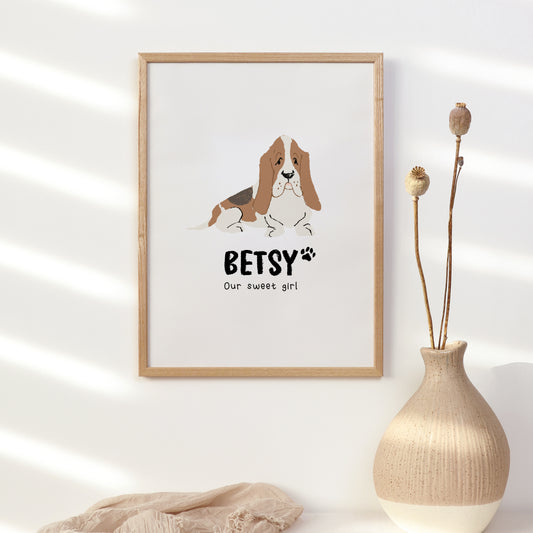 Basset Hound Print | Custom Name & Quote