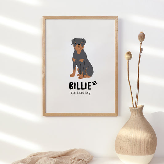 Rottweiler Print | Custom Name & Quote