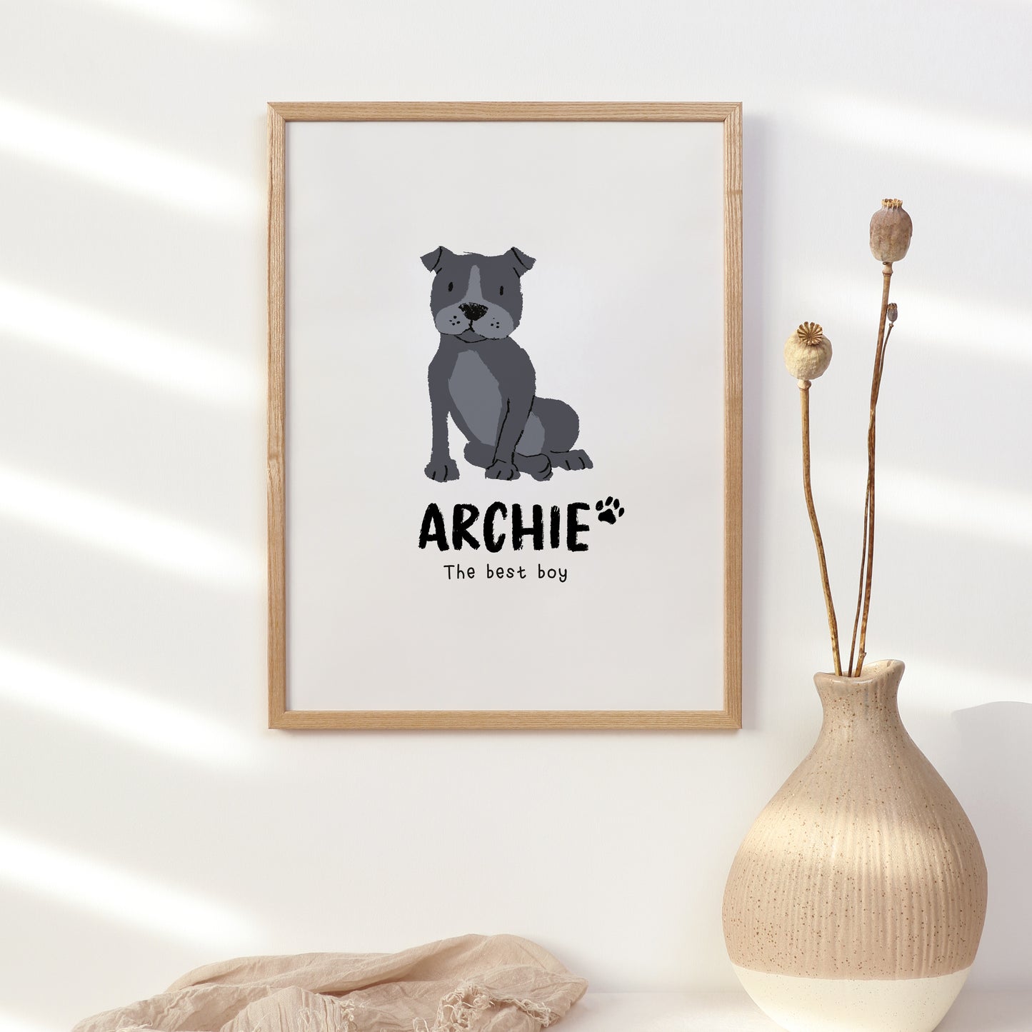 Staffordshire Bull Terrier Print | Custom Name & Quote