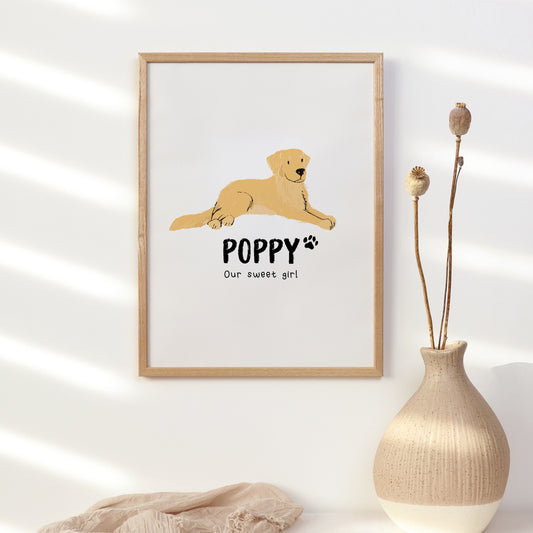 Golden Retriever Print | Custom Name & Quote