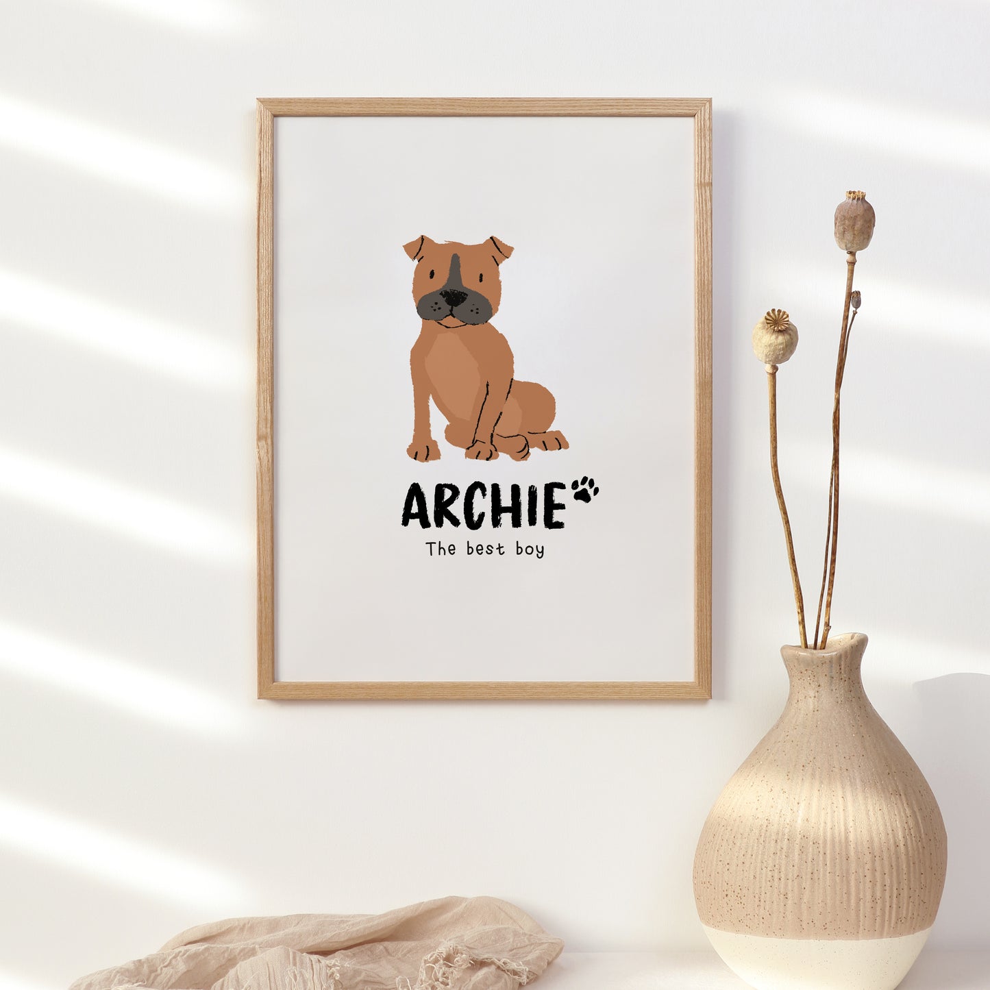 Staffordshire Bull Terrier Print | Custom Name & Quote