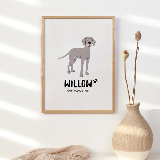 Weimaraner Print | Custom Name & Quote