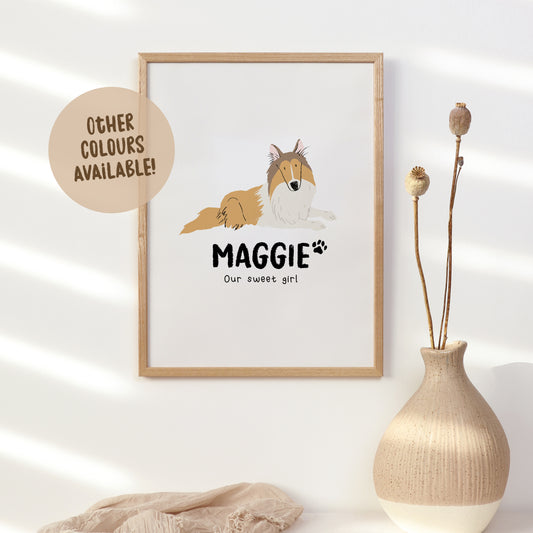 Rough Collie/Sheltie Print | Custom Name & Quote