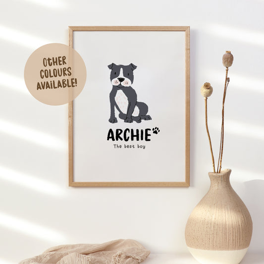 Staffordshire Bull Terrier Print | Custom Name & Quote